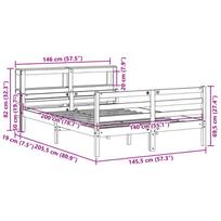 lova su galvugaliu 140x200 - Lova VLX Solid Pine Wood, ruda, 213x145 cm, su grotelėmis - 11 nuotrauka
