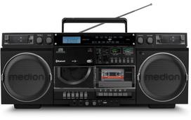 boombox radijas - Medion LIFE P66538 Retro-Boombox Juodas (Black) - 1 nuotrauka