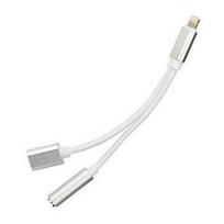 Oem AUX 2in1 Lightning to Lightning / Jack 3.5 mm Sidabrinis (Silver)