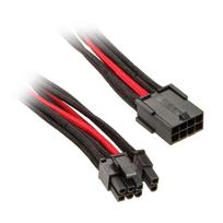 kabeliu 50mm - SilverStone PCIe-8-Pin to PCIe-6+2-Pin Cable 250mm Juodas/Raudonas (Black/Red) - 1 nuotrauka