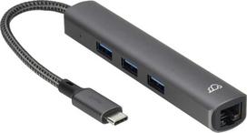 Bluecloud USB-C į USB-A šakotuvas su gigabitiniu eteriniu, 3 prievadai (Bluecloud USB-C to USB-A hub with gigabit ethernet, 3 ports)