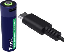 elementai aa - BATTERY RECH. LI-ION AA 1.5V/1700MAH USB-C 2P 25584 TRUST - 2 nuotrauka