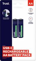 elementai aa - BATTERY RECH. LI-ION AA 1.5V/1700MAH USB-C 2P 25584 TRUST - 5 nuotrauka