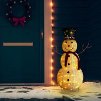 vidaXL Kalėdų dekoracija sniego senis, 120 cm, prabangus audinys (Luxury Fabric), LED