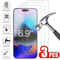 3PCS Screen Protector For iPhone 16 Pro Max Full Cover Tempered Glass for iPhone 15 Pro Max 15  16 Plus 16 Pro Protective Glass iPhone 16 Plus gryna