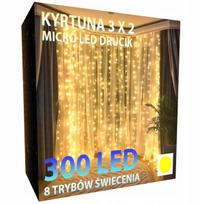 Kalėdinė girlianda-užuolaida 3x3, LED 300, šilta balta