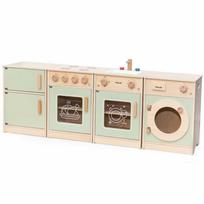 virtuves komplektai medinis - Viga Toys medinis virtuvės komplektas XL su skalbimo mašina ir indaplove, žalias (Green) - 1 nuotrauka