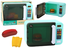 Lean Toys Žaislinė mikrobangų krosnelė Turkio (Turquoise) su priedais