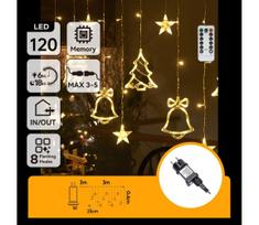 Aigostar - LED lauko kalėdinė girlianda, 120 LED, 6 W, 230 V, 8 funkcijų, 3x0,6 m, IP44, šiltai balta, su nuotoliniu pulteliu