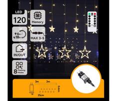Aigostar - LED lauko Kalėdinė girlianda 120 LED/6 W/230 V/8 funkcijų 3x0,6 m IP44 šiltai balta   nuotolinio valdymo pultas