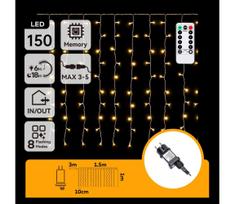 Aigostar - LED lauko kalėdinė girlianda 150 LED/6W/230V/8 funkcijų 1,5 x 1 m IP44 šiltai balta   nuotolinis pultelis