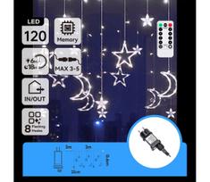 Aigostar - LED lauko kalėdinė girlianda 120xLED/6W/230V/8 funkcijų 3x0,6m IP44 šalta baltaDO