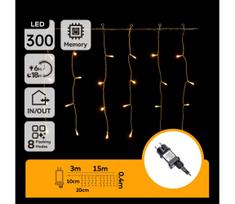 Aigostar - LED lauko kalėdinė girlianda 300xLED/6W/230V/8 funkcijų 15x0,4m IP44 šiltai balta