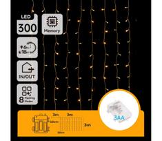 Aigostar - LED Lauko Kalėdinė girlianda 300xLED/8 funkcijos 3xAA 6x2m IP44 šilta balta