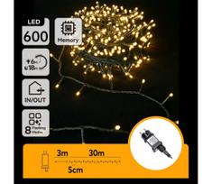 Aigostar - LED Lauko Kalėdinė girlianda 600xLED/8 funkcijos 33m IP44 šilta balta