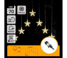 Aigostar - LED lauko kalėdinė girlianda 70xLED/230V 1,2x1m IP44 šilta balta žvaigždės