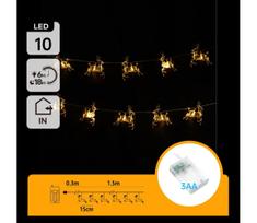 Aigostar - LED kalėdinė girlianda 10xLED/3xAA 1,5m šiltai balta elniukai