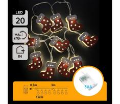 Aigostar - LED kalėdinė girlianda 20xLED/3xAA 3m šilta balta kojinės