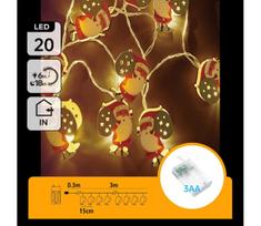 Aigostar - LED Kalėdinė girlianda 20 LED / 3 x AA, 3 m, šilta balta, Kalėdų senelis