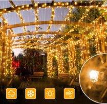 Happy People Lauko Kalėdinė girlianda 100 Led, 8 metrai Šiltai baltos spalvos Flash K-2