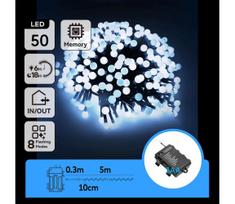 Aigostar LED lauko kalėdinė girlianda 50 LED, 8 funkcijos, 5,3 m, IP44, šalta ba