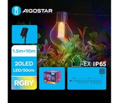Aigostar - LED saulės kalėdinė girlianda 20 LED, 8 funkcijos, 11,5 m, IP65, spal