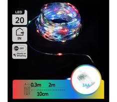 Aigostar - LED kalėdinė girlianda 20xLED/3xAA 2,3m daugiaspalvė