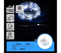 Aigostar - LED Lauko Kalėdinė girlianda 150xLED/8 funkcijos 15,3m IP44 šalta balta