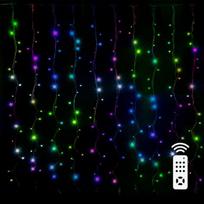 LED kalėdinė girlianda – užuolaidos ant metalinio laido su pulteliu ir kabliukais, 3x1 m, daugiaspalvė, 100 LED