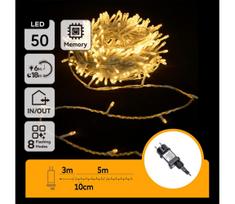 Aigostar - LED Lauko Kalėdinė girlianda 50xLED/8 funkcijos 8m IP44 šilta balta