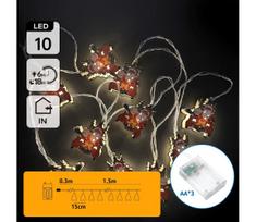 Aigostar - LED Kalėdinė girlianda 10xLED/3xAA 1,5m šiltai balta, su rogėmis