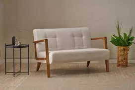 Dvivietė sofa, Hanah Home, Kemer, kreminė, 114 x 80 x 85