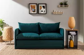 Dviejų vietų miegamoji sofa, Hanah Home, Saga, Petrol Green, 148 x 70 x 66