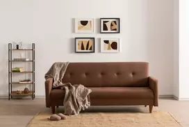 3 vietų miegamoji sofa, Hanah Home, Hiko , ruda, 200 x 83 x 75