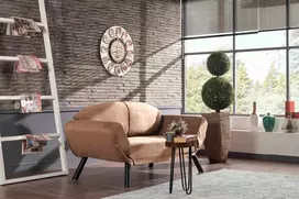 Dvivietė sofa-lova, Hanah Home, Genzo, šviesiai ruda, 177 x 87 x 75