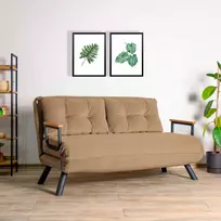 Dvivietė sofa-lova, Hanah Home, Sando, šviesiai ruda, 175 x 133 x 41