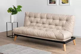 Trivietė sofa-lova, Hanah Home, Saki , kreminė, 185 x 82 x 120