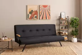 Trivietė sofa-lova, Hanah Home, Zven, juoda, 78 x 64 x 180