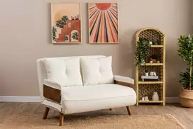 Dvivietė sofa-lova, Hanah Home, Cosmo, balta, 78 x 120 x 82