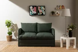 Dvivietė sofa-lova, Hanah Home, Saga, žalia, 128 x 70 x 66