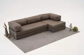 Kampinė sofa, Hanah Home, patogi, pilka, 290 x 75 x 95