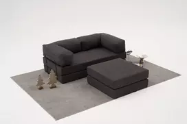 Kampinė sofa, Hanah Home, komfortas, antracitas, 190 x 75 x 95