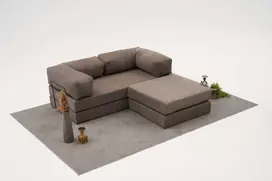 Kampinė sofa, Hanah Home, patogi, pilka, 190 x 75 x 95