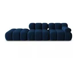 Velvet kairė modulinė sofa, Bellis, 4 sėdimos vietos, 282x94x70, karališkoji mėlyna