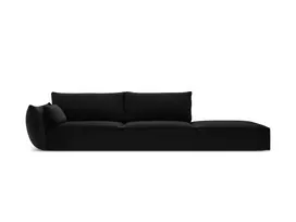Dešinės pusės Velvet sofa, Kaelle, 4 sėdimos vietos, 264x110x85, juoda