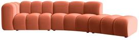 Velvet dešininė modulinė sofa, Lupine, 5 vietų, 335x166x70, koralų spalvos