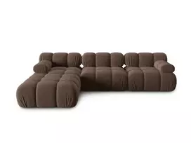 Velvet modulinė sofa, Bellis, 4 vietų, 282x188x70, tamsiai ruda