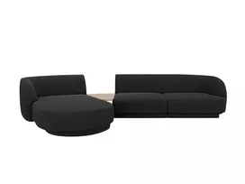 Kairinė modulinė sofa, Miley, 3 vietų, 303x178x70, juoda