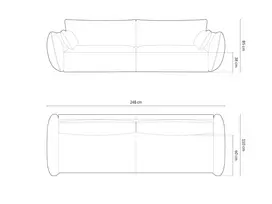 Sofa, Kaelle, 4 vietų, 248x110x85, tamsiai žalia