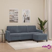 vidaXL Trivietė sofa su pakoja, tamsiai pilkos spalvos, 180cm, aksomas